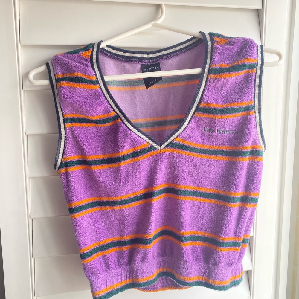 Purple Striped Sleeveless Top